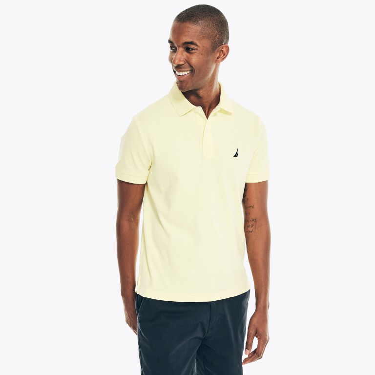 Men\'s Nautica Slim Fit Interlock Polo Shirts Light Gold | wmaRJcj9