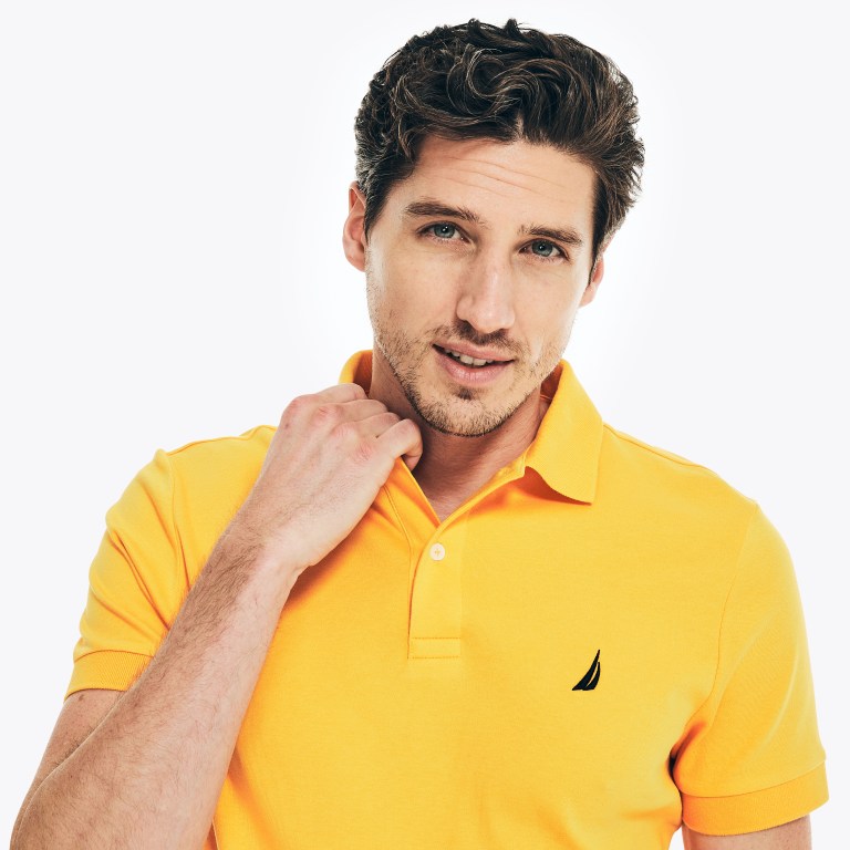 Men's Nautica Slim Fit Interlock Polo Shirts Orange | yvMc2rsR