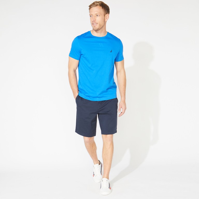 Men's Nautica Solid Crewneck T Shirts Blue | BiAEBXmi