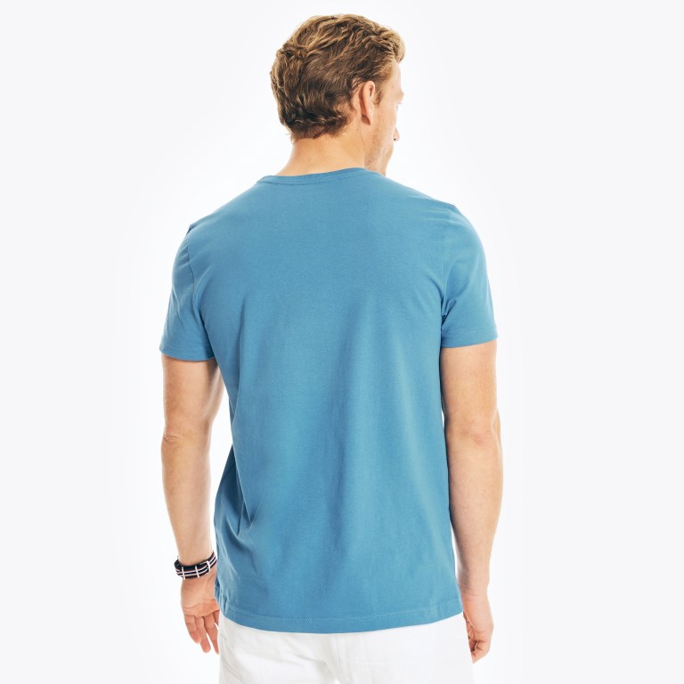 Men's Nautica Solid Crewneck T Shirts Blue | ftx3vsjM