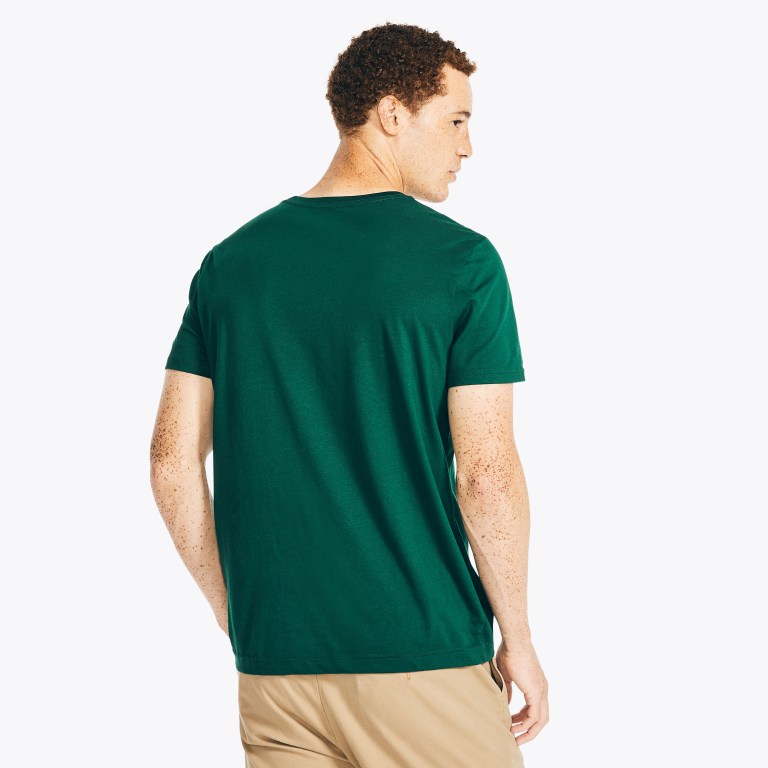 Men's Nautica Solid Crewneck T Shirts Green | 3L5P6A1d