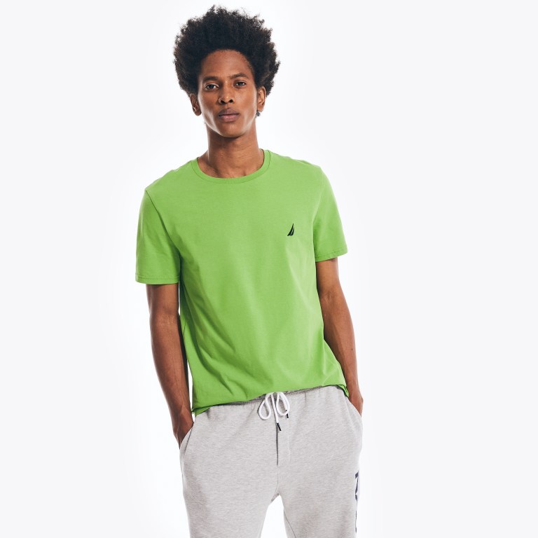 Men's Nautica Solid Crewneck T Shirts Green | Sdoquq5j