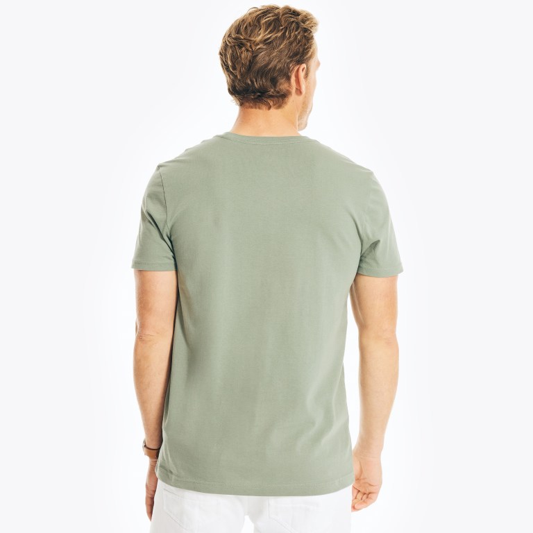 Men's Nautica Solid Crewneck T Shirts Green | p9gXkM7L