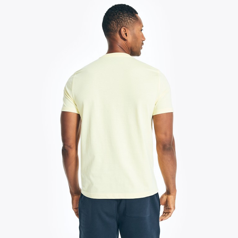 Men's Nautica Solid Crewneck T Shirts Light Yellow | xBgdtx16