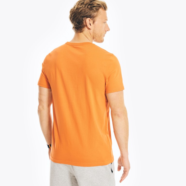 Men's Nautica Solid Crewneck T Shirts Orange | OhvVOdEx