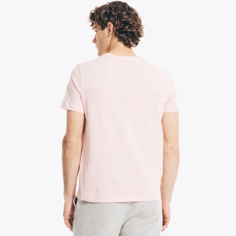 Men's Nautica Solid Crewneck T Shirts Pink | 90IelDiF