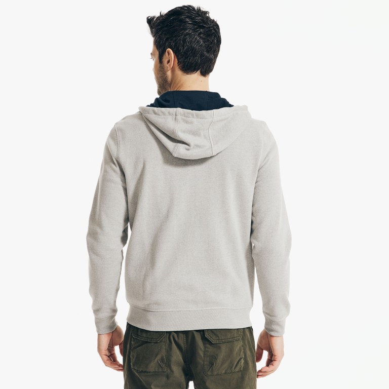 Men's Nautica Solid Full-zip Hoodie Sweatshirts Grey | perB8b86