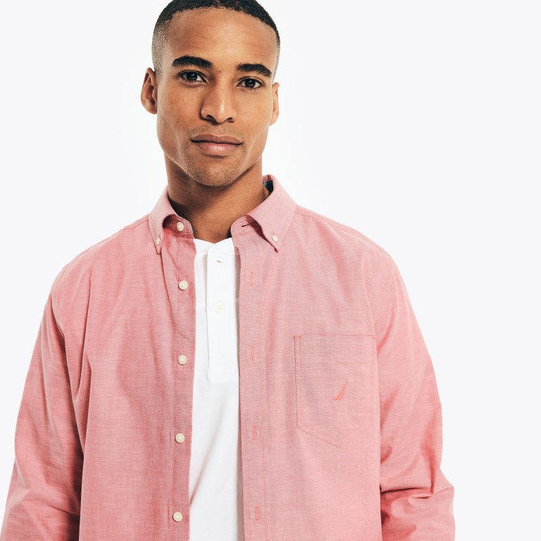 Men's Nautica Solid Oxford Shirts Red | 0wVknBGt