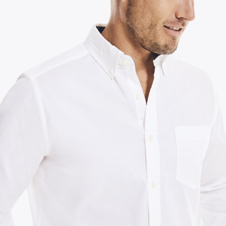 Men's Nautica Solid Oxford Shirts White | axhwynkl