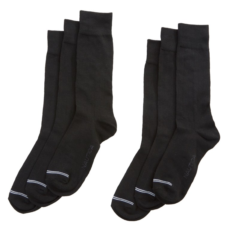 Men\'s Nautica Solid Ribbed , 5-pack Socks Black | jpFs5JG1