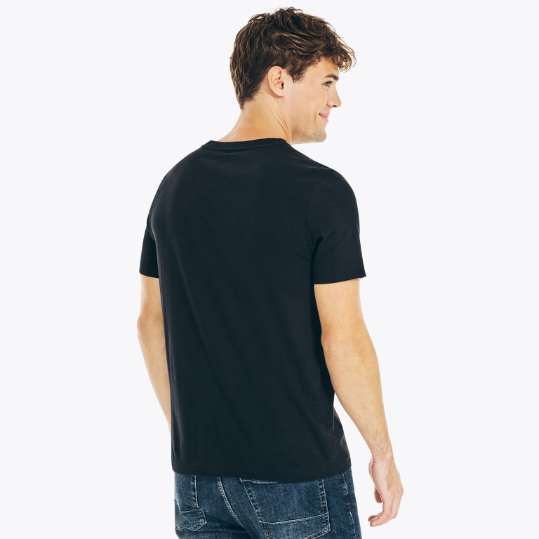 Men's Nautica Solid V-neck T Shirts Black | kL1rb9om