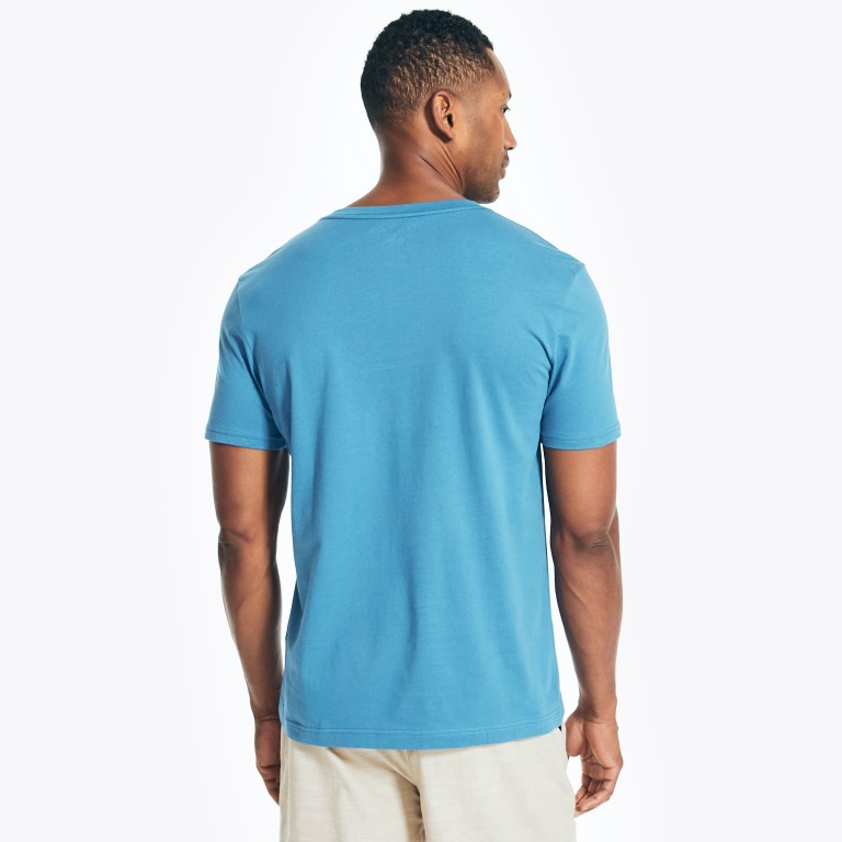 Men's Nautica Solid V-neck T Shirts Blue | SQeSinW5