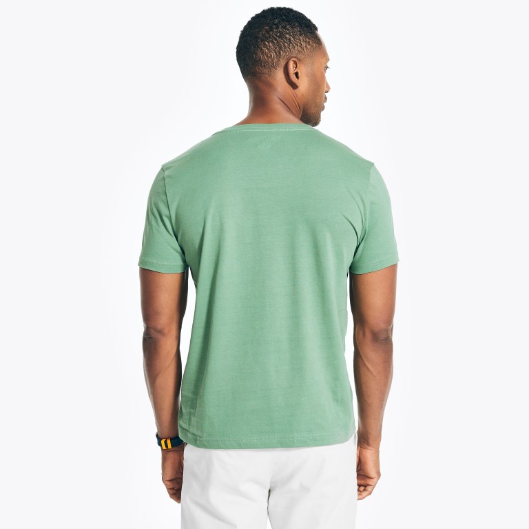 Men's Nautica Solid V-neck T Shirts Green | 4mmWiS3m