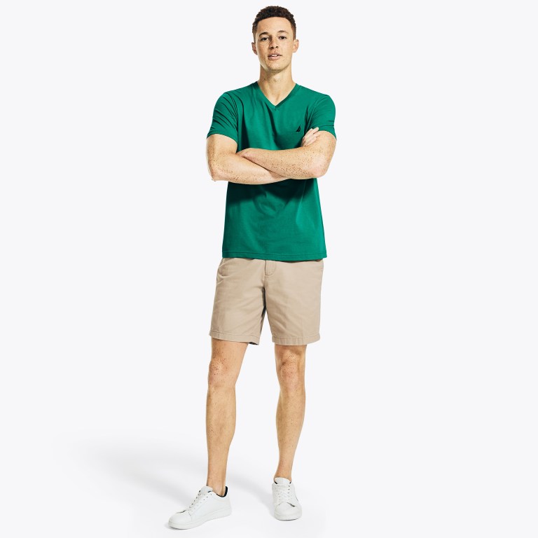 Men's Nautica Solid V-neck T Shirts Green | cqhHjwIK