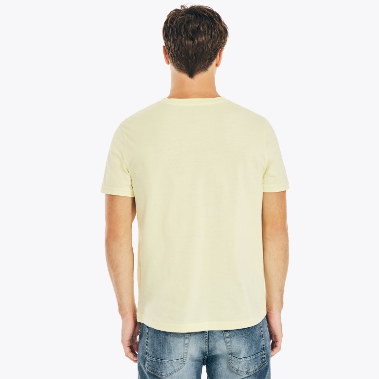 Men's Nautica Solid V-neck T Shirts Light Yellow | bhxYxlum