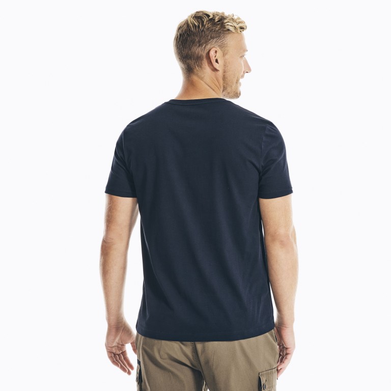 Men's Nautica Solid V-neck T Shirts Navy | LDrYMtht