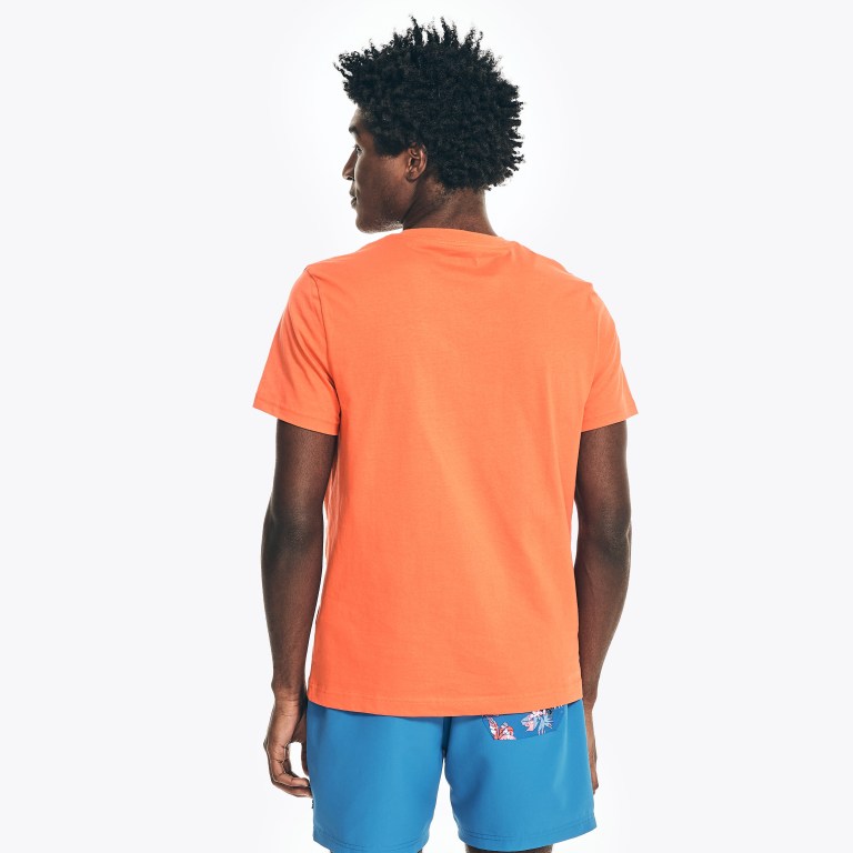 Men's Nautica Solid V-neck T Shirts Orange | sHiC6sYu