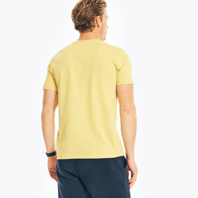 Men's Nautica Solid V-neck T Shirts Yellow | MXA35HrR