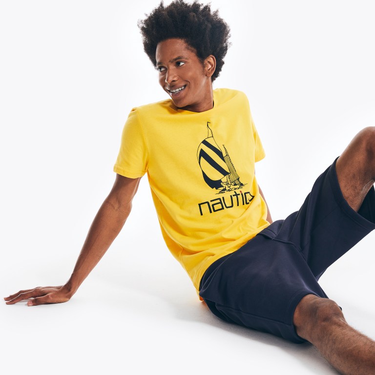 Men's Nautica Spinnaker Graphic T Shirts Lemon | 1KsQqNGm