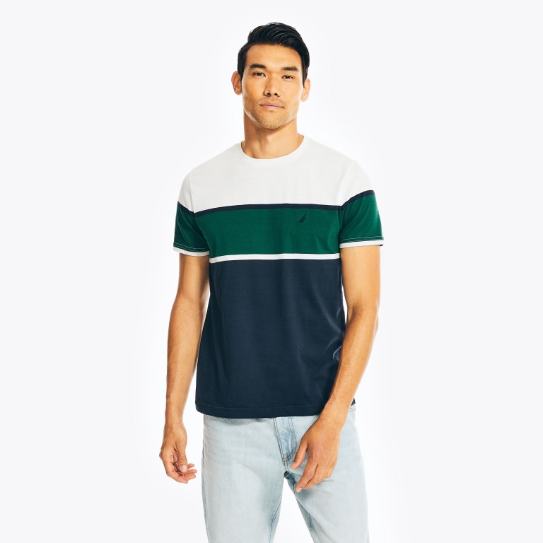 Men's Nautica Striped Crewneck T Shirts White | bGgM4NLf