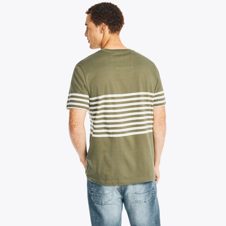 Men's Nautica Striped Crewneck T Shirts Olive | blgJMGaa