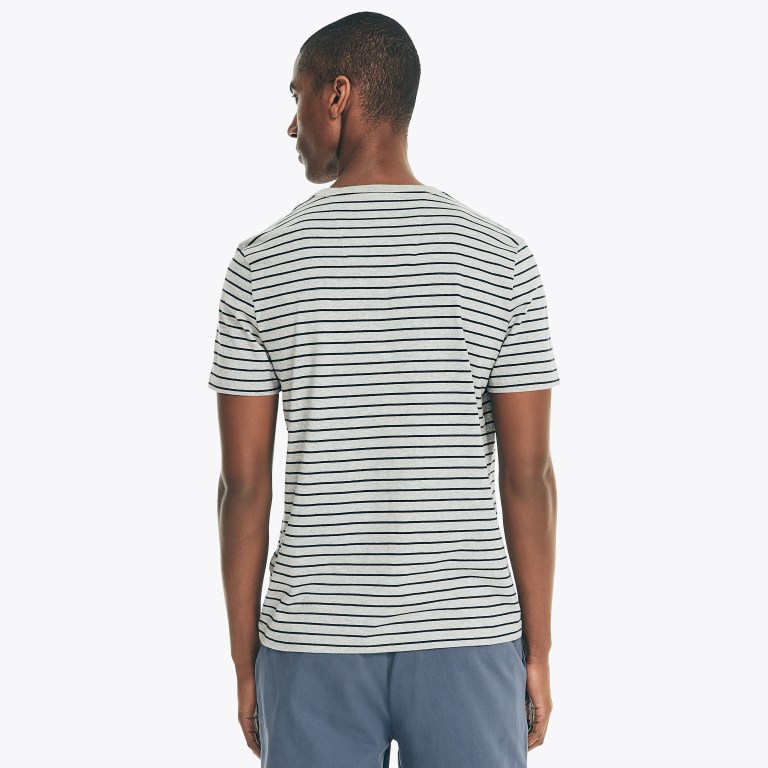 Men's Nautica Striped Crewneck T Shirts Grey | jT8xpaRH