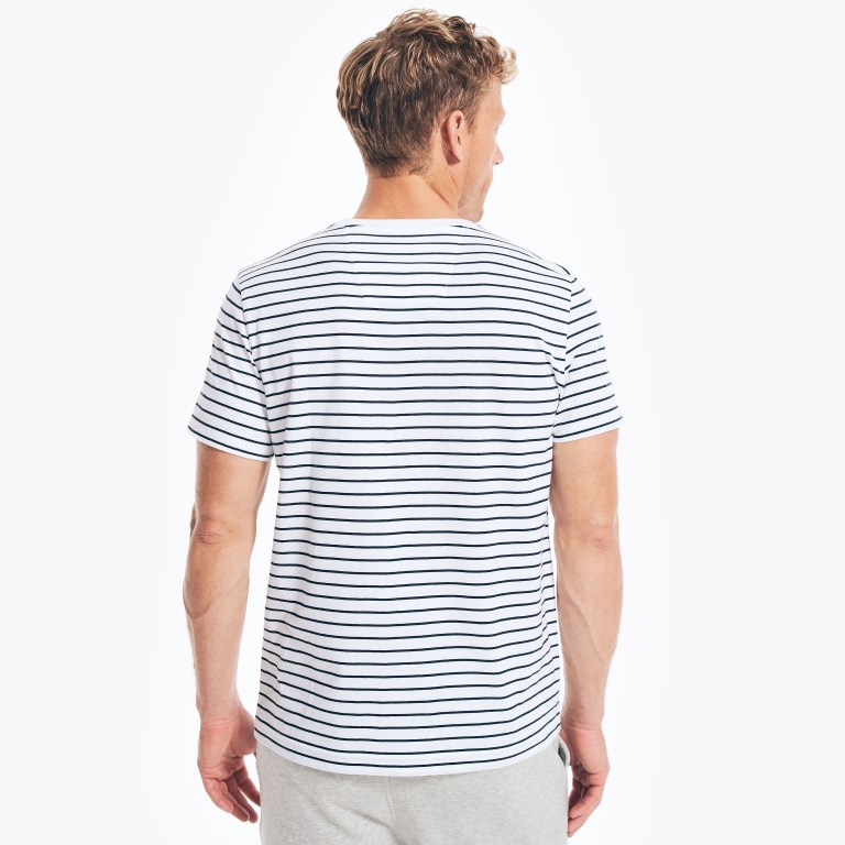 Men's Nautica Striped Crewneck T Shirts White | ouVjGkrb