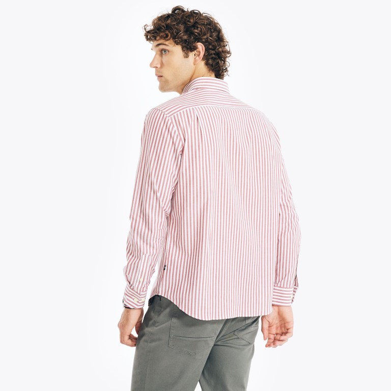 Men's Nautica Striped Poplin Shirts Red | lDkUhmf7