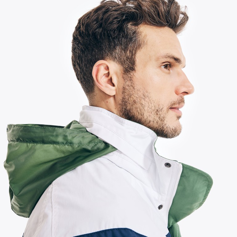 Men's Nautica Striped Rainbreaker Bomber Jackets White | jfZeauMz