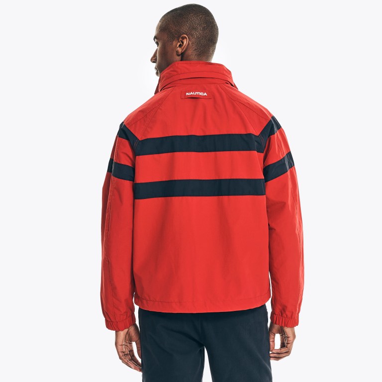 Men's Nautica Striped Rainbreaker Bomber Jackets Red | nudHwjfE