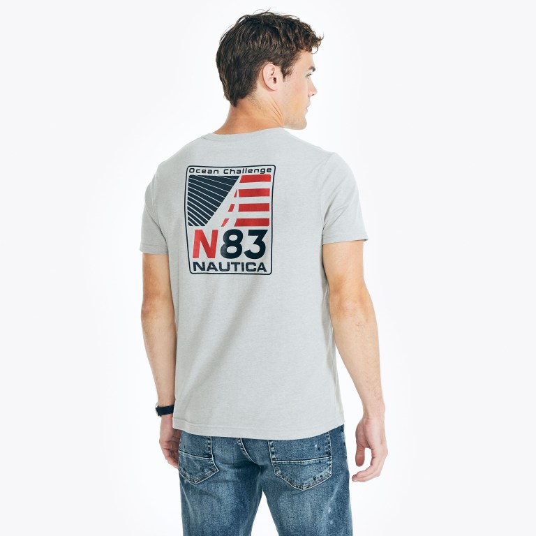 Men's Nautica Sustainably Crafted Americana Graphic T Shirts Grey | FeV3vg60