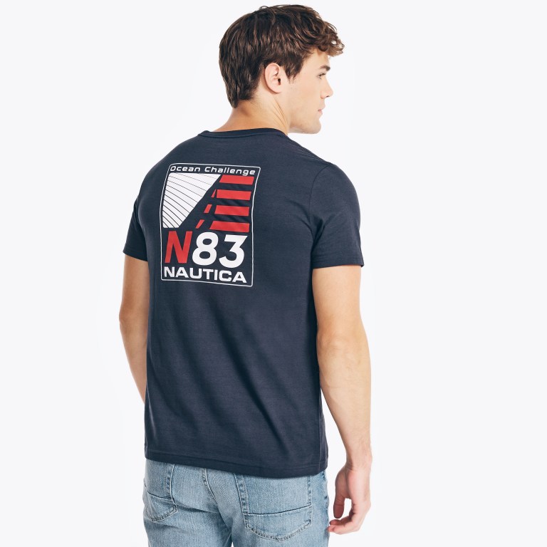 Men's Nautica Sustainably Crafted Americana Graphic T Shirts Navy | s0Tizkac