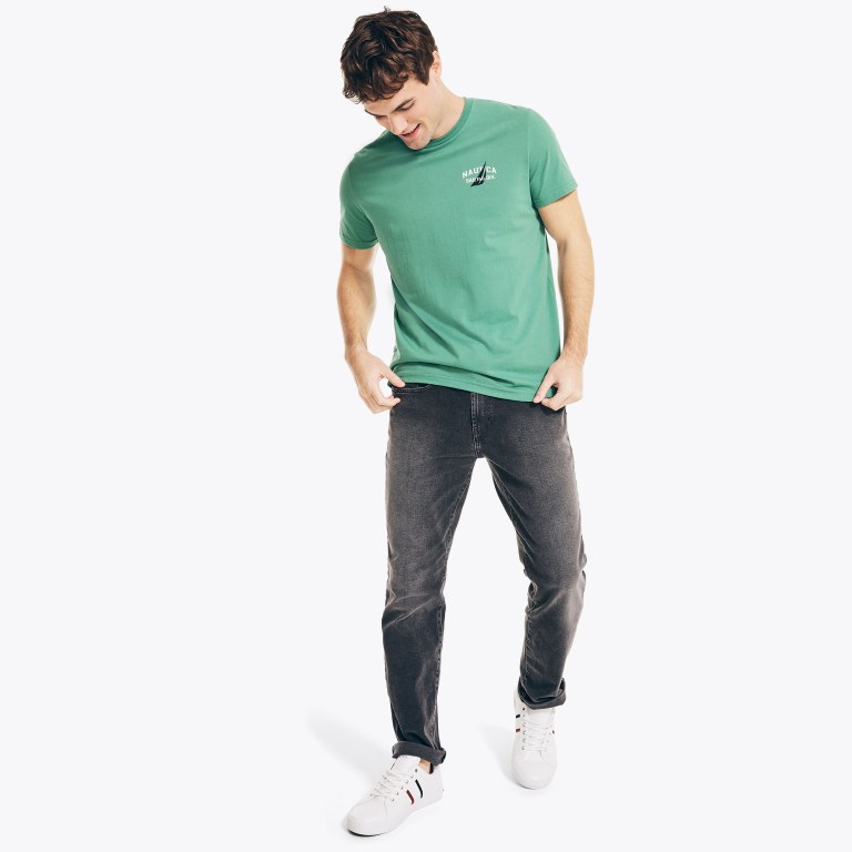 Men's Nautica Sustainably Crafted Anchor Graphic T Shirts Green | bRZpYNZT