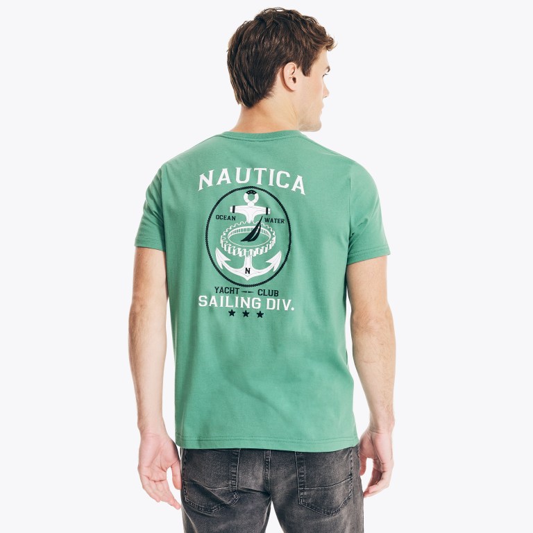 Men's Nautica Sustainably Crafted Anchor Graphic T Shirts Green | bRZpYNZT