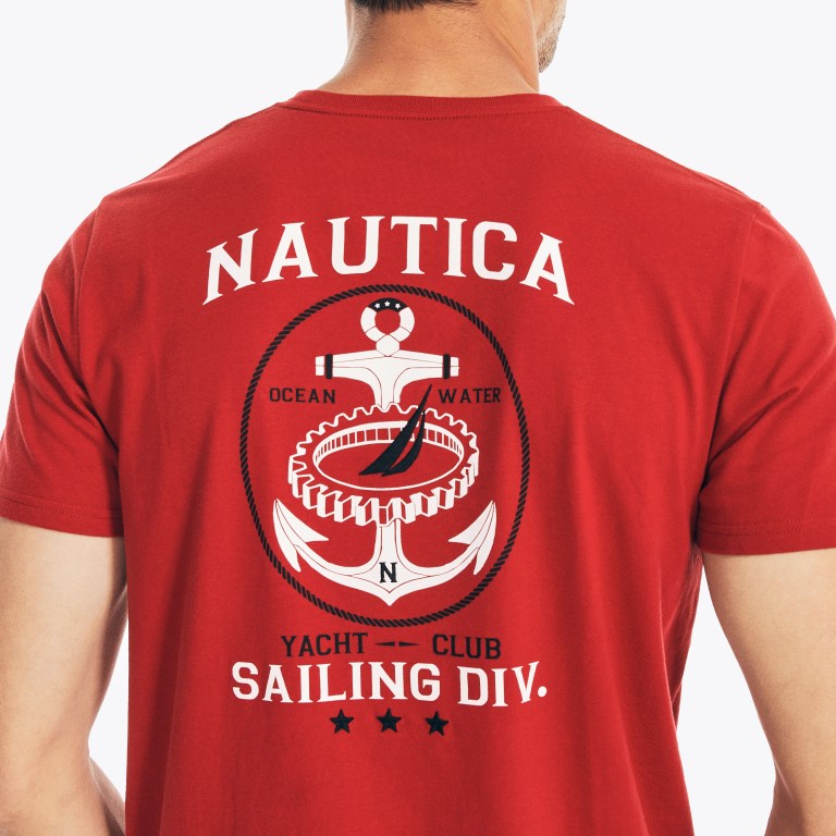 Men's Nautica Sustainably Crafted Anchor Graphic T Shirts Red | t58ggH2a