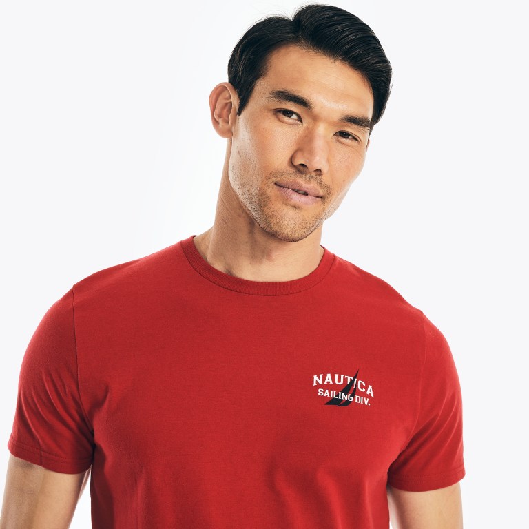 Men's Nautica Sustainably Crafted Anchor Graphic T Shirts Red | t58ggH2a