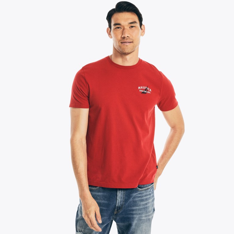 Men\'s Nautica Sustainably Crafted Anchor Graphic T Shirts Red | t58ggH2a