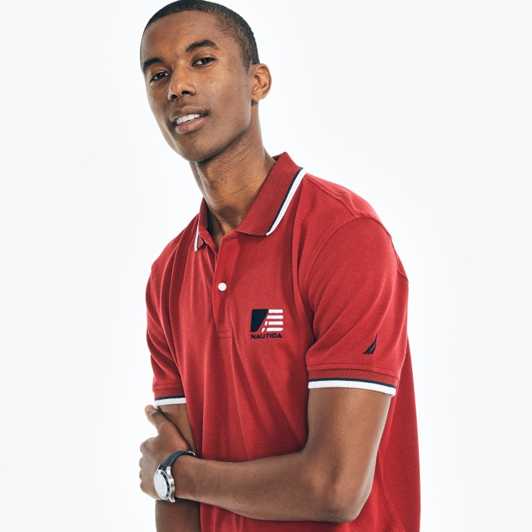 Men's Nautica Sustainably Crafted Classic Fit Deck Polo Shirts Red | qq28B55M