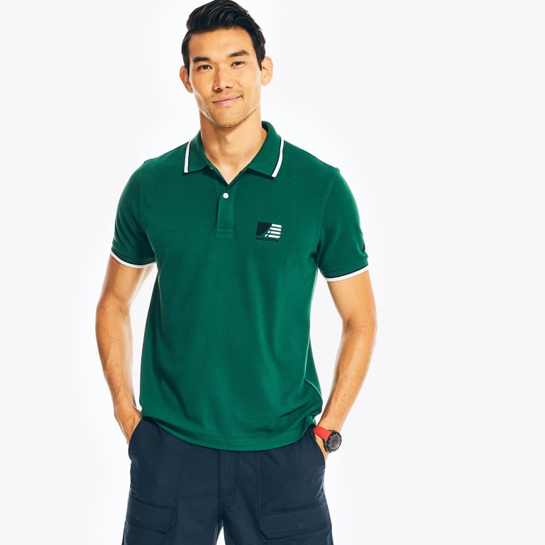 Men's Nautica Sustainably Crafted Classic Fit Deck Polo Shirts Green | ueY01BYd