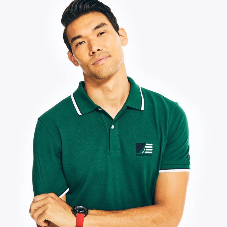 Men\'s Nautica Sustainably Crafted Classic Fit Deck Polo Shirts Green | ueY01BYd