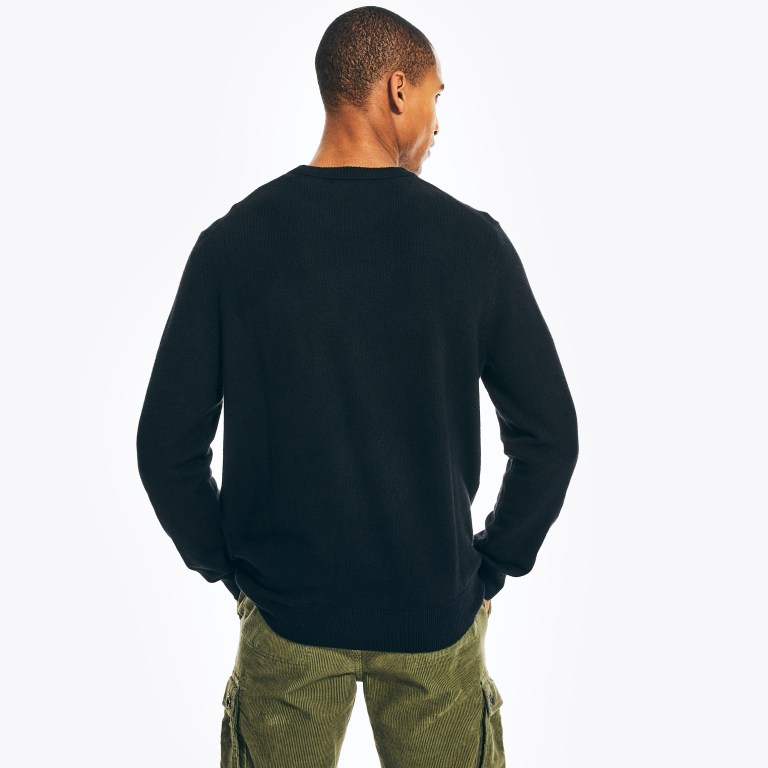 Men's Nautica Sustainably Crafted Crewneck Sweaters Black | AxDcOu65