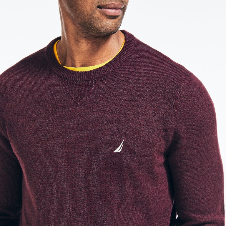 Men's Nautica Sustainably Crafted Crewneck Sweaters Red | GV0YznED