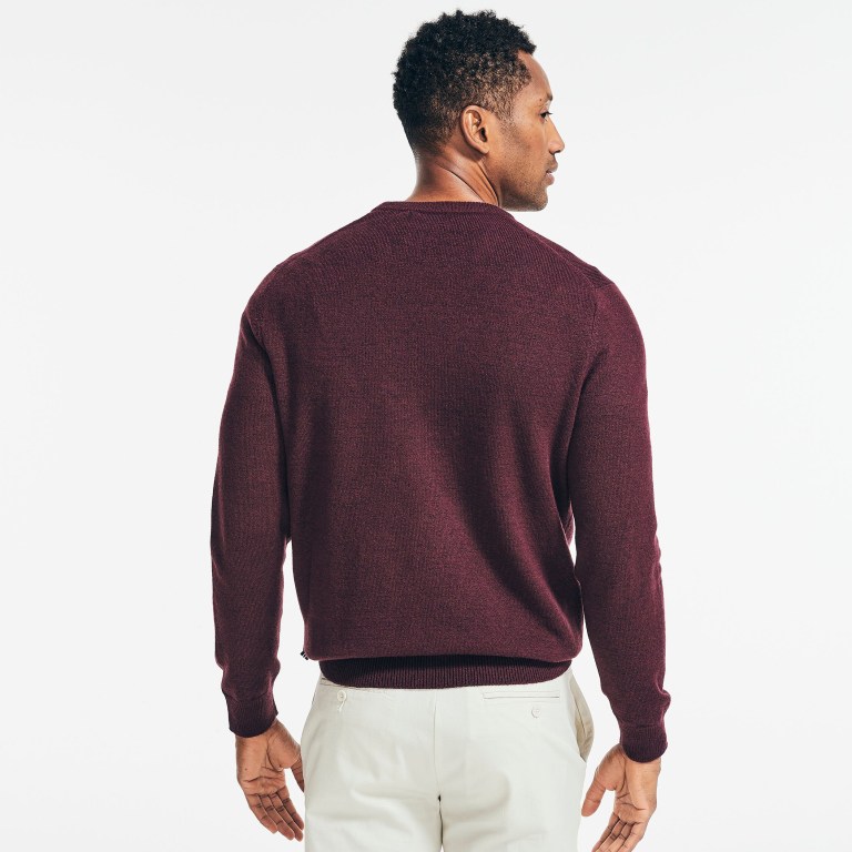 Men's Nautica Sustainably Crafted Crewneck Sweaters Red | GV0YznED