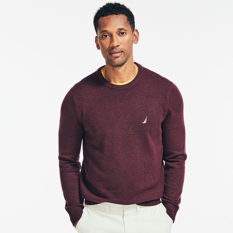 Men\'s Nautica Sustainably Crafted Crewneck Sweaters Red | GV0YznED