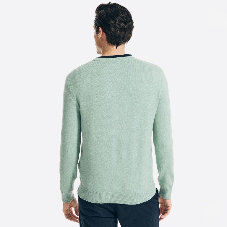 Men's Nautica Sustainably Crafted Crewneck Sweaters Green | b2bFQ0kB