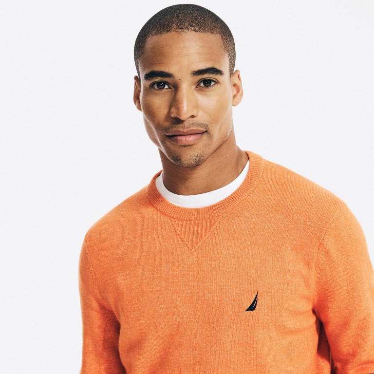 Men's Nautica Sustainably Crafted Crewneck Sweaters Orange | b4JY2S9E