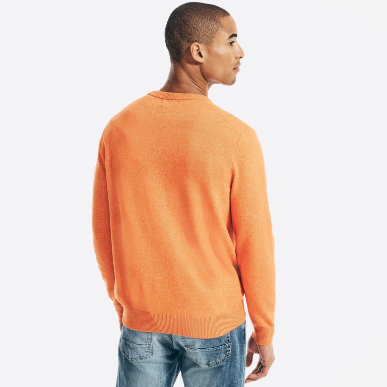 Men's Nautica Sustainably Crafted Crewneck Sweaters Orange | b4JY2S9E