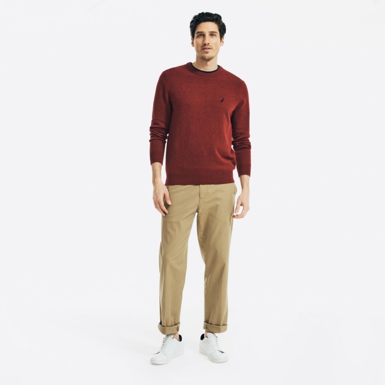 Men's Nautica Sustainably Crafted Crewneck Sweaters Red | sUSVC4Tg