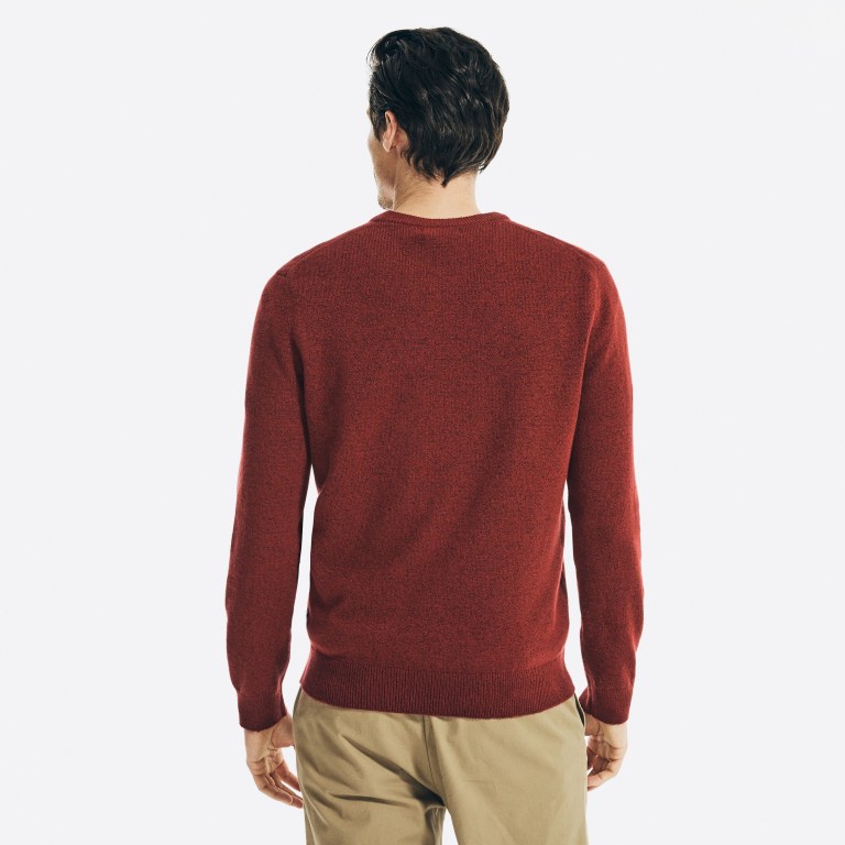 Men's Nautica Sustainably Crafted Crewneck Sweaters Red | sUSVC4Tg