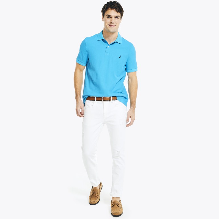 Men's Nautica Sustainably Crafted Deck Polo Shirts Blue | 1j504Fp7